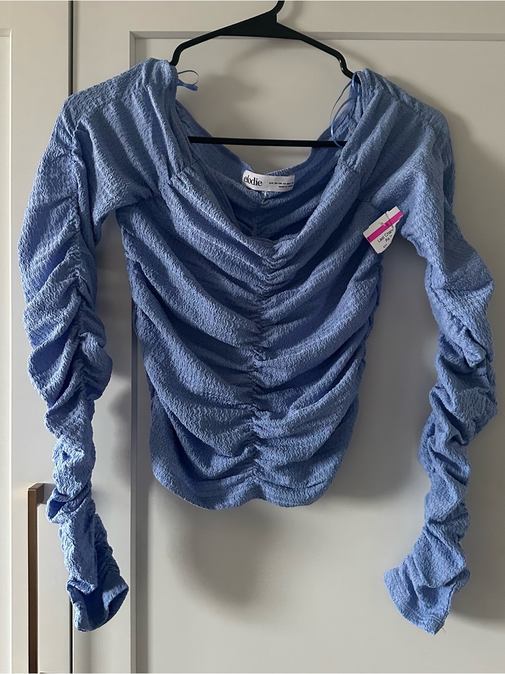 Elodie Periwinkle Ruched Long-Sleeve Blouse